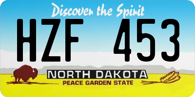 ND license plate HZF453