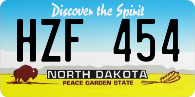 ND license plate HZF454