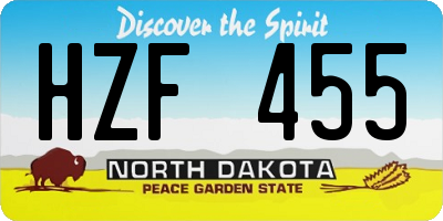 ND license plate HZF455