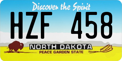 ND license plate HZF458