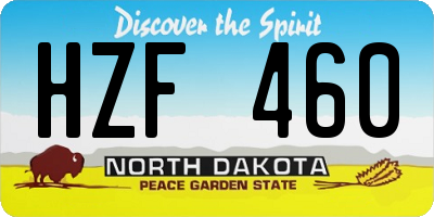 ND license plate HZF460