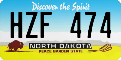 ND license plate HZF474