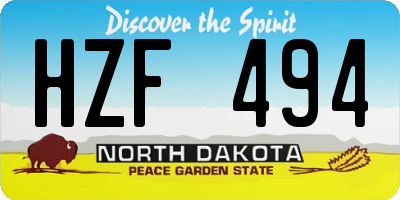 ND license plate HZF494
