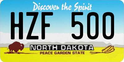 ND license plate HZF500