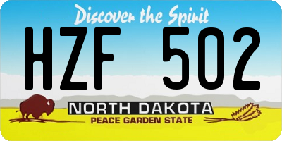 ND license plate HZF502
