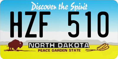 ND license plate HZF510