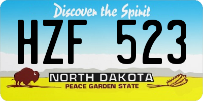 ND license plate HZF523