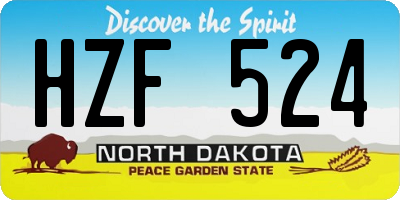 ND license plate HZF524