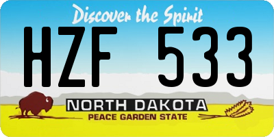 ND license plate HZF533