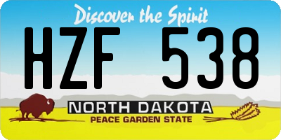 ND license plate HZF538