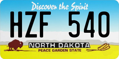 ND license plate HZF540