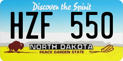 ND license plate HZF550