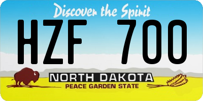 ND license plate HZF700