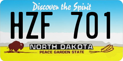 ND license plate HZF701