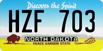 ND license plate HZF703