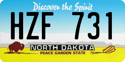 ND license plate HZF731