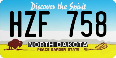 ND license plate HZF758