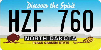 ND license plate HZF760
