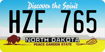 ND license plate HZF765