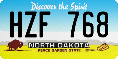 ND license plate HZF768
