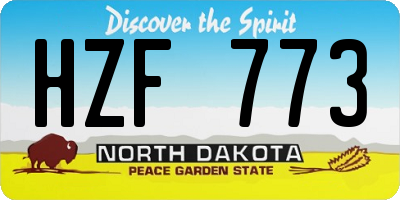 ND license plate HZF773