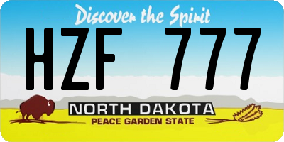 ND license plate HZF777