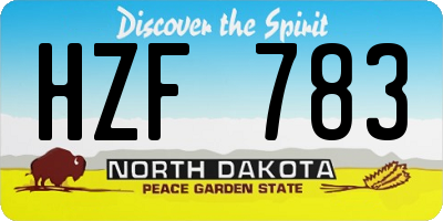 ND license plate HZF783