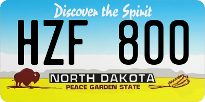 ND license plate HZF800
