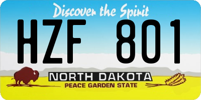 ND license plate HZF801