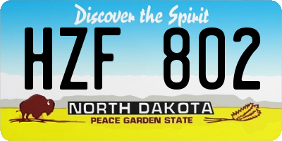ND license plate HZF802