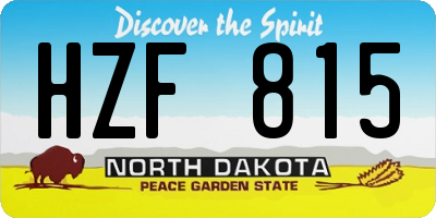 ND license plate HZF815