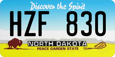 ND license plate HZF830