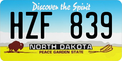 ND license plate HZF839