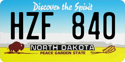 ND license plate HZF840