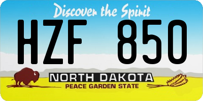 ND license plate HZF850