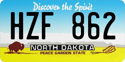 ND license plate HZF862