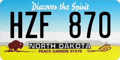 ND license plate HZF870