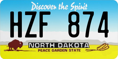 ND license plate HZF874