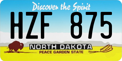 ND license plate HZF875
