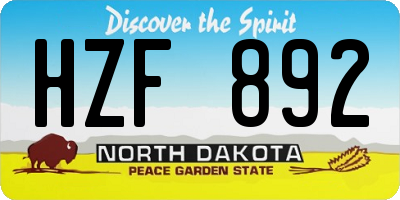 ND license plate HZF892