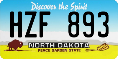 ND license plate HZF893