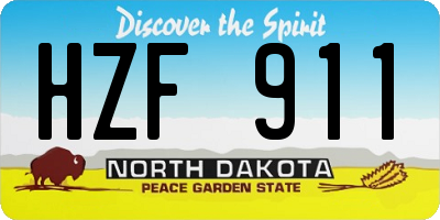ND license plate HZF911