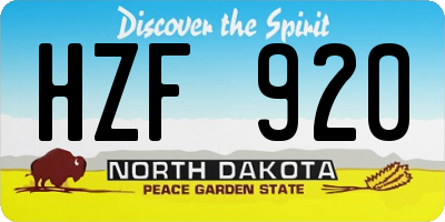 ND license plate HZF920