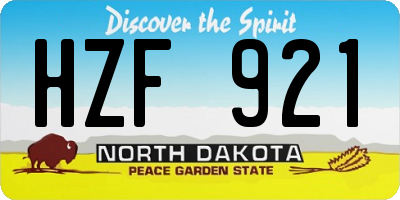 ND license plate HZF921