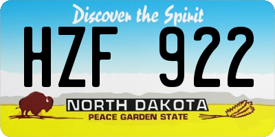 ND license plate HZF922