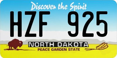 ND license plate HZF925