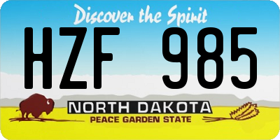 ND license plate HZF985