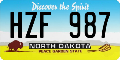 ND license plate HZF987