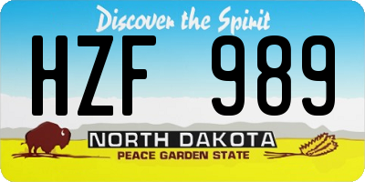 ND license plate HZF989