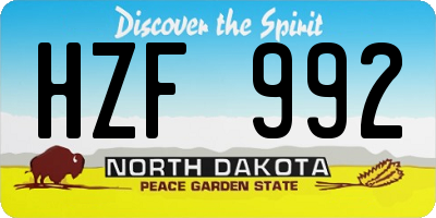 ND license plate HZF992